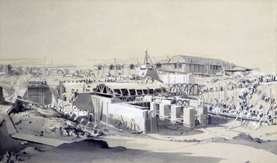 Building the Stationary Engine House, Camden Town, 26th April 1837 by John Cooke Bourne