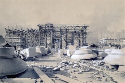 Construction of the Euston Arch, October 1837 by John Cooke Bourne