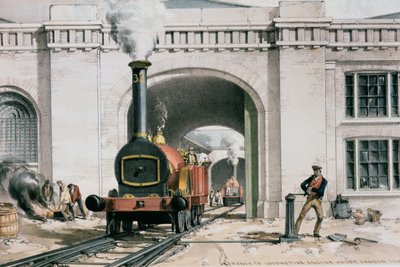 Entrance to the Locomotive Engine House, Camden Town, London, 1839 by John Cooke Bourne