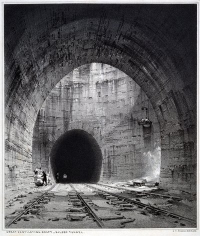 Great ventilating shaft, Kilsby Tunnel, Northamptonshire, 1838 by John Cooke Bourne