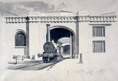 Locomotive Engine House, Camden Town, 1839 by John Cooke Bourne