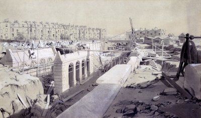 Mornington Crescent - Line under construction, September 1836 by John Cooke Bourne