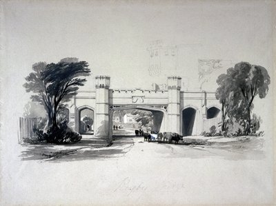 Rugby railway bridges as seen from the road, Warwickshire, April 1839 by John Cooke Bourne