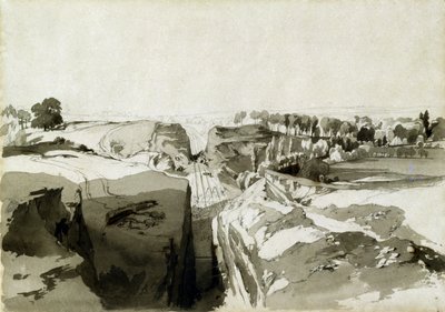 View from the top of the tunnel, Linslade, Buckinghamshire, 12th October 1837 by John Cooke Bourne