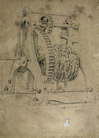 Winch or crab mechanism for winding chains, 1830s by John Cooke Bourne