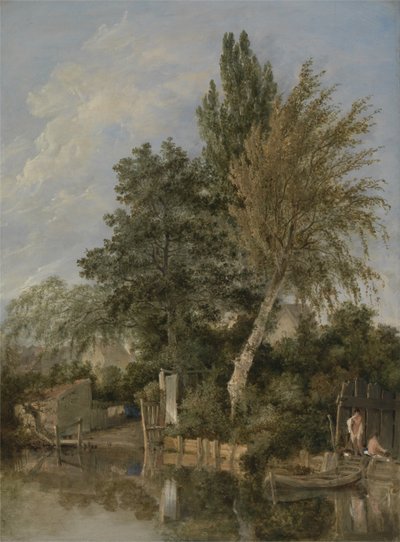A River Scene with Boys Bathing by John Crome
