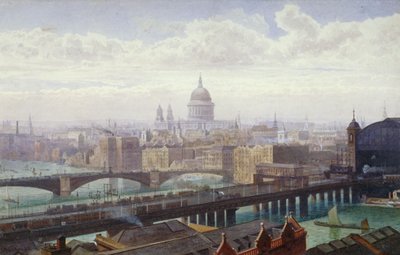 Cannon Street Railway Bridge and Southwark Bridge, London by John Crowther