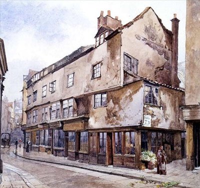 Cloth Fair, Smithfield, with Flower Seller, February 1884 by John Crowther
