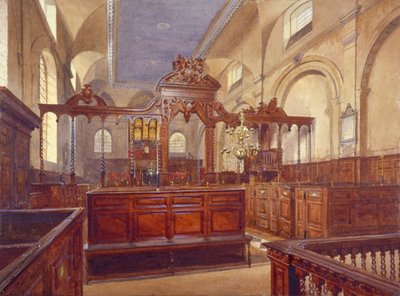 Interior of the Church of All Hallows the Great, City of London by John Crowther
