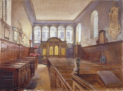 Interior View of the Church of St Matthew, Friday Street, City of London by John Crowther
