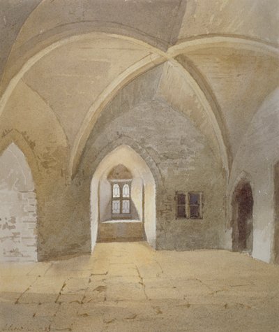 Interior View of the Prison in the Bowyer Tower, Tower of London, Stepney, London by John Crowther