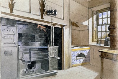 Kitchen range and Dutch oven, no 21 Austin Friars Street, City of London, 1885 by John Crowther