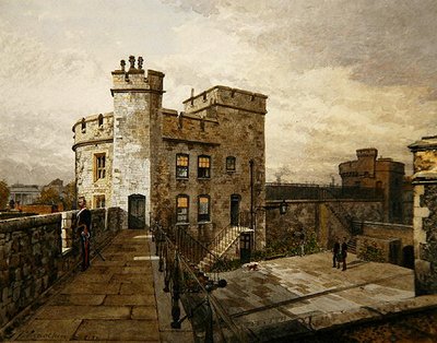 View of Devereux Tower, Tower of London, with figures in military clothing by John Crowther