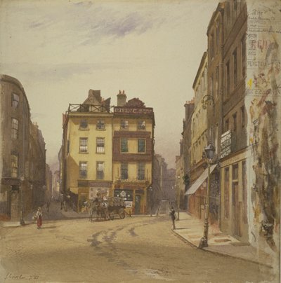 View of Wych Street and Holywell Street, Westminster showing the Rising Sun Tavern by John Crowther