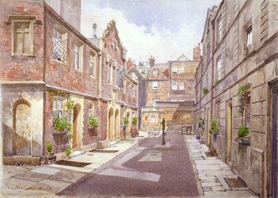 View of Almshouses in Cock Court, Jewry Street, City of London by John Crowther