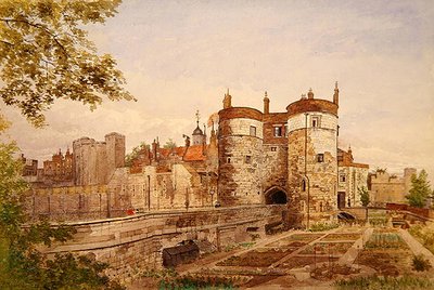 View of the Tower of London, showing Byward Tower, Beauchamp Tower, Devereux Tower and St. Thomas Tower by John Crowther