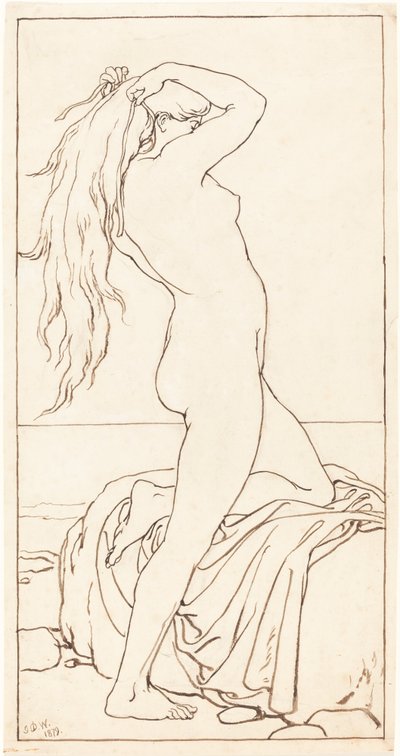 Standing Nude Binding Her Hair by John Dawson Watson