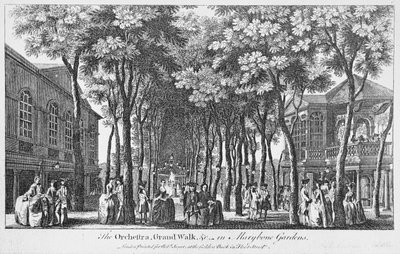 A view of the Orchestra with the Band of Music, the Grand Walk in Marybone Gardens by John Donowell