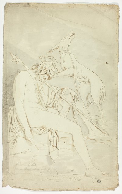 Ancient Bas-Relief of Sleeping Hunter and Dog by John Downman
