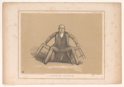 Caricature of Robert Peel Falling Between Two Chairs (A Dangerous Situation) (HB Sketches series) by John Doyle