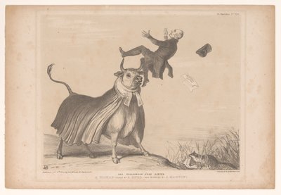 Caricature with the Bishop of Exeter Taken by a Bull by John Doyle