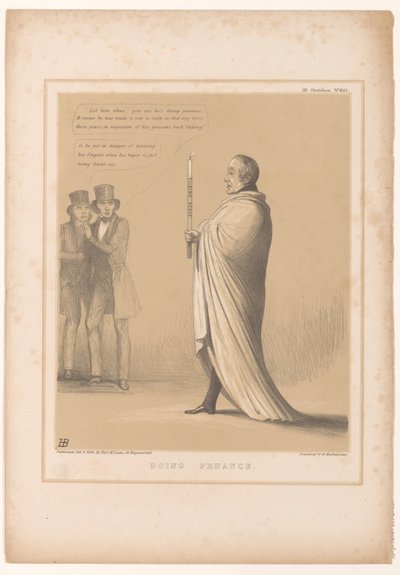 Caricature of Prime Minister Peel Doing Penance (HB Sketches) by John Doyle