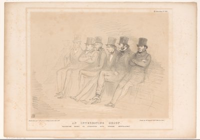 Caricature with Various Politicians in a Row (An Interesting Group. Misfortune Makes Us Acquainted with Strange Bedfellows) by John Doyle