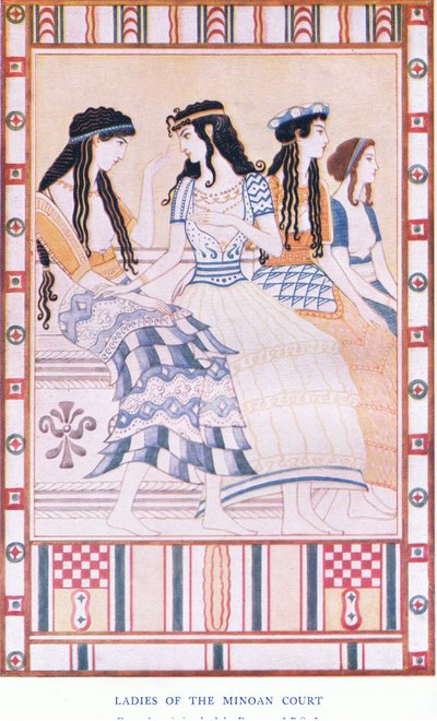 Ladies of the Minoan Court, illustration from Myths of Crete and Pre-Hellenic Europe by John Duncan