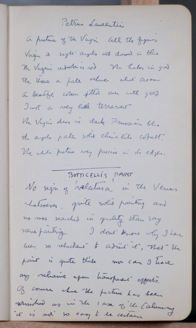 Sketch book containing 60 sketches and illustrations, writings on tempera paint and artists including Botticelli by John Duncan