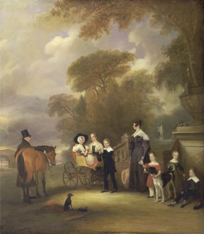 The Rev and Mrs Henry Palmer with their six younger children at Withcote Hall, Near Oakham, Leicestershire by John E. Ferneley
