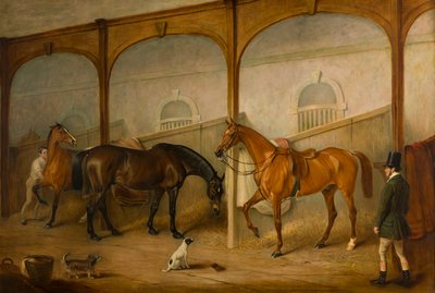 Tom of Lincoln and The Engineer in the Stables at Newport Lodge, Melton Mowbray, Leicestershire by John E. Ferneley