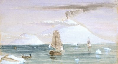 Beaufort Island and Mount Erebus. Discovered 28 January 1841 by John Edward Davis