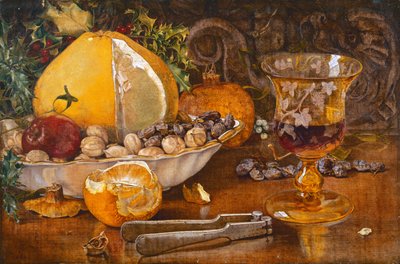 Still Life of Fruit, Nuts and Wine Glass, 1864 by John Edward Newton