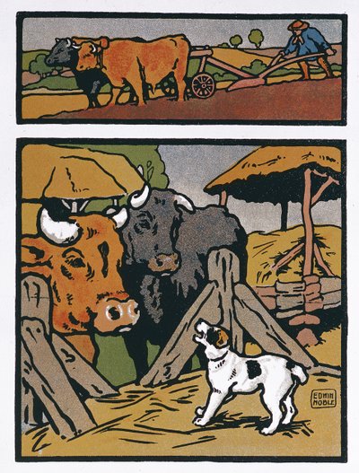 Illustration for The Dog and the Cow (from 