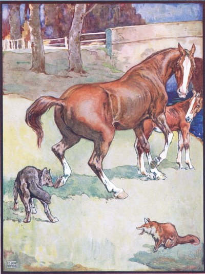 The Mare Lifted Her Hoof, Illustration for Reynard the Fox, from Animal Legends from Many Lands by John Edwin Noble