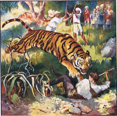 The Next Instant I Saw Him Falling Backwards Under the Tigress by John Edwin Noble