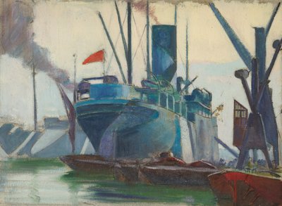 Dazzle Ships in the London Docks, c.1915-18 by John Everett