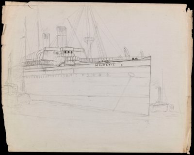 Sketch of the passenger liner Majestic (unfinished) by John Everett
