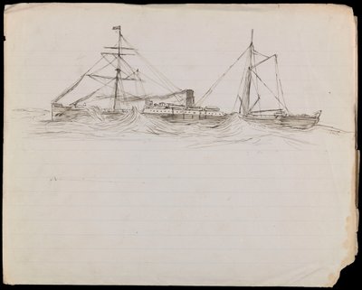 Sketches of a Battleship and Two Other Royal Navy Vessels by John Everett