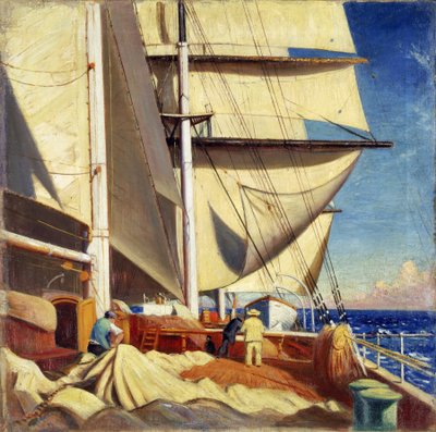 Repair of Sails on Board the 