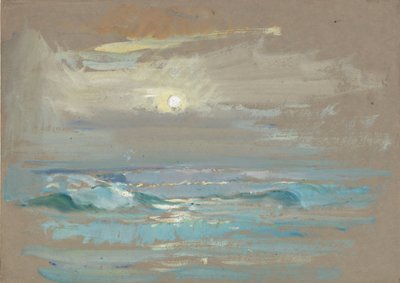 Seascape. Moonlight Over a Calm Sea, Late 19th Century - Mid 20th Century by John Everett