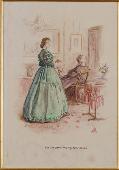 Mrs. Gresham and Miss Dunstable: An Illustration to Framley Parsonage by John Everett Millais