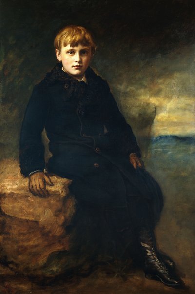 Portrait of Cecil Webb, Seated Full Length, Wearing a Black Coat with a Fur Collar by John Everett Millais