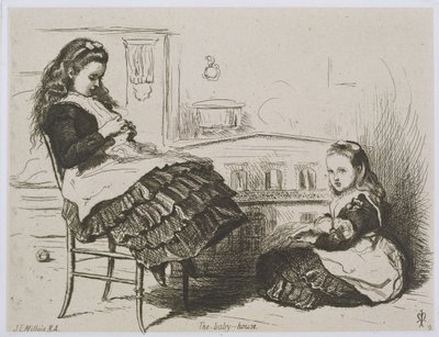 The Baby House, number 9 from a series of etchings for the Art Union of London by the Etching Club by John Everett Millais