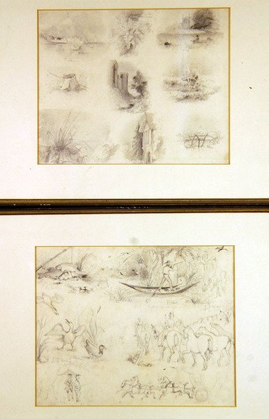 Various sketches of country scenes (juvenilia), c.1842 by John Everett Millais