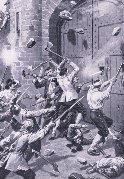 The Sack of Dundee 1st September 1651: English Seamen Attack the Wellgate Port, Illustration from 