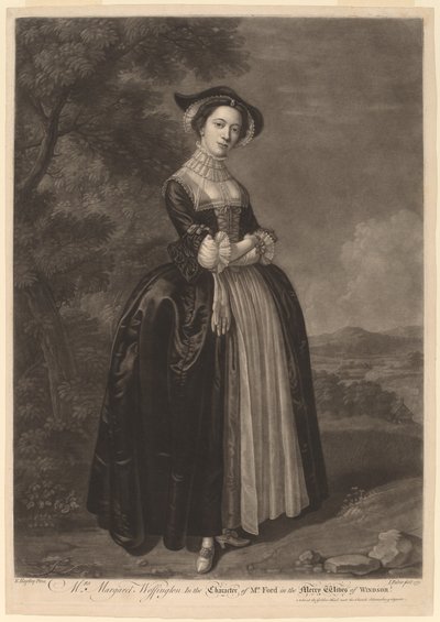 Mrs. Margaret Woffington in the Character of Mrs. Ford in the Merry Wives of Windsor by John Faber II after Edward Haytley