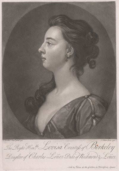 The Right Honorable Louisa Countess of Berkeley, Daughter of Charles Lenox Duke of Richmond and Lenox by John Faber the younger