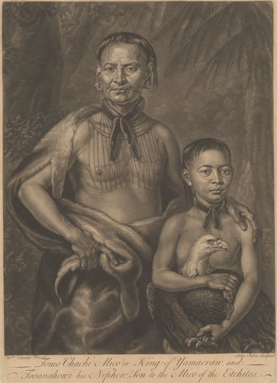 Tomo Chachi Mico, or King of Yamacraw, and Tooanahowi [sic], His Nephew by John Faber the younger