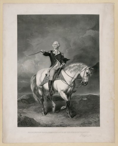 Washington Receiving A Salute On The Field Of Trenton by John Faed